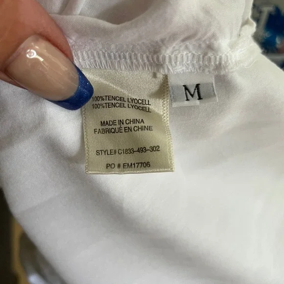 Cloth & Stone Tunic Top Long Sleeve Button Up Shirt White Casual Size M - Picture 3 of 5